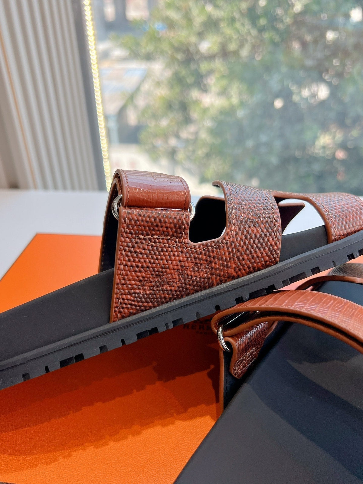 CHYPRE SANDAL IN PECAN BROWN LIZARD SKIN