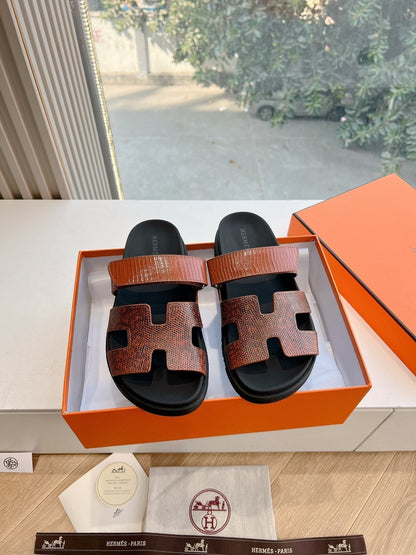 CHYPRE SANDAL IN PECAN BROWN LIZARD SKIN