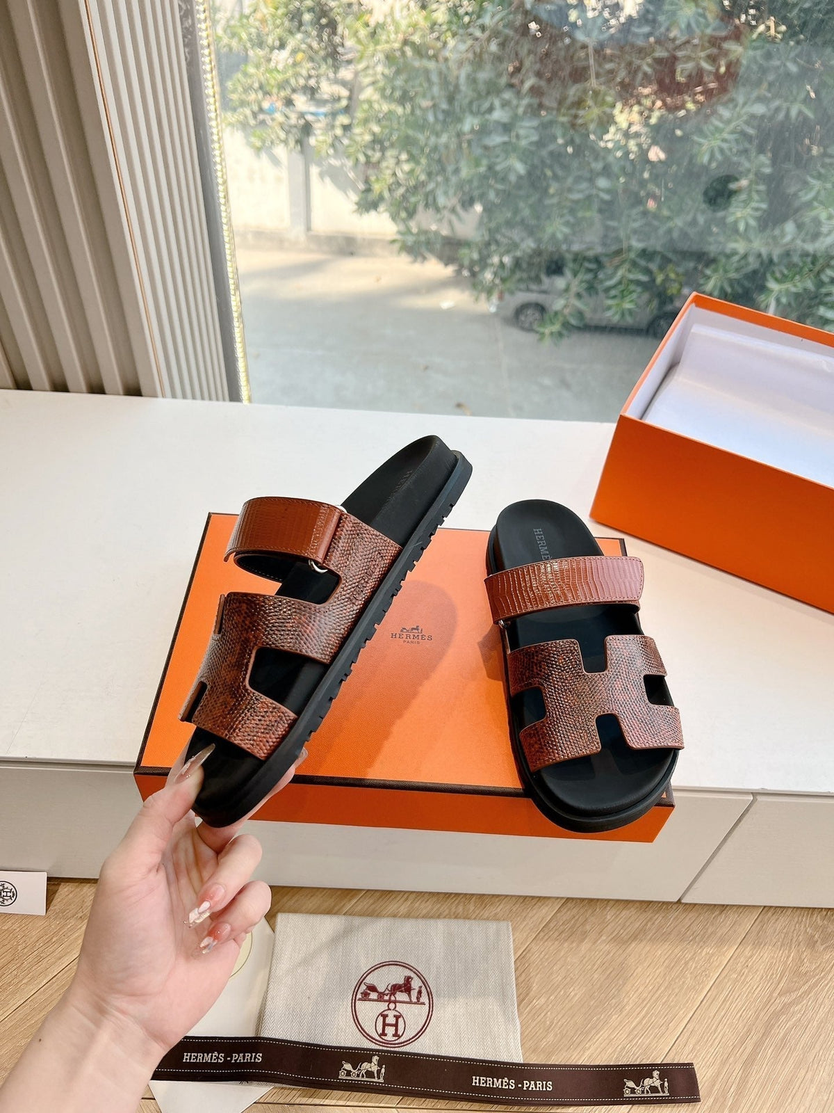 CHYPRE SANDAL IN PECAN BROWN LIZARD SKIN