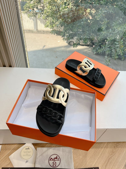 EXTRA SANDAL IN GOLD MIX BLACK CALFSKIN
