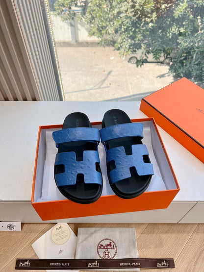 CHYPRE SANDAL IN COBALT BLUE GRAINED CALFSKIN