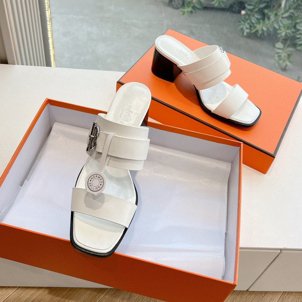 KUTE 60 SANDAL IN WHITE CALFSKIN