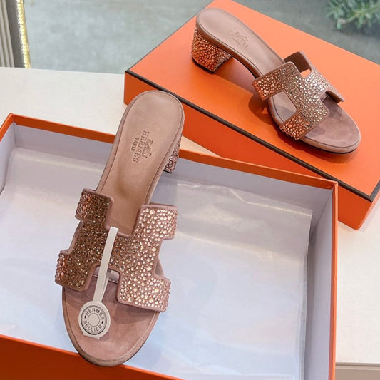 0ASIS SANDAL IN BLUSH PINK SUEDE WITH CRYSTALS