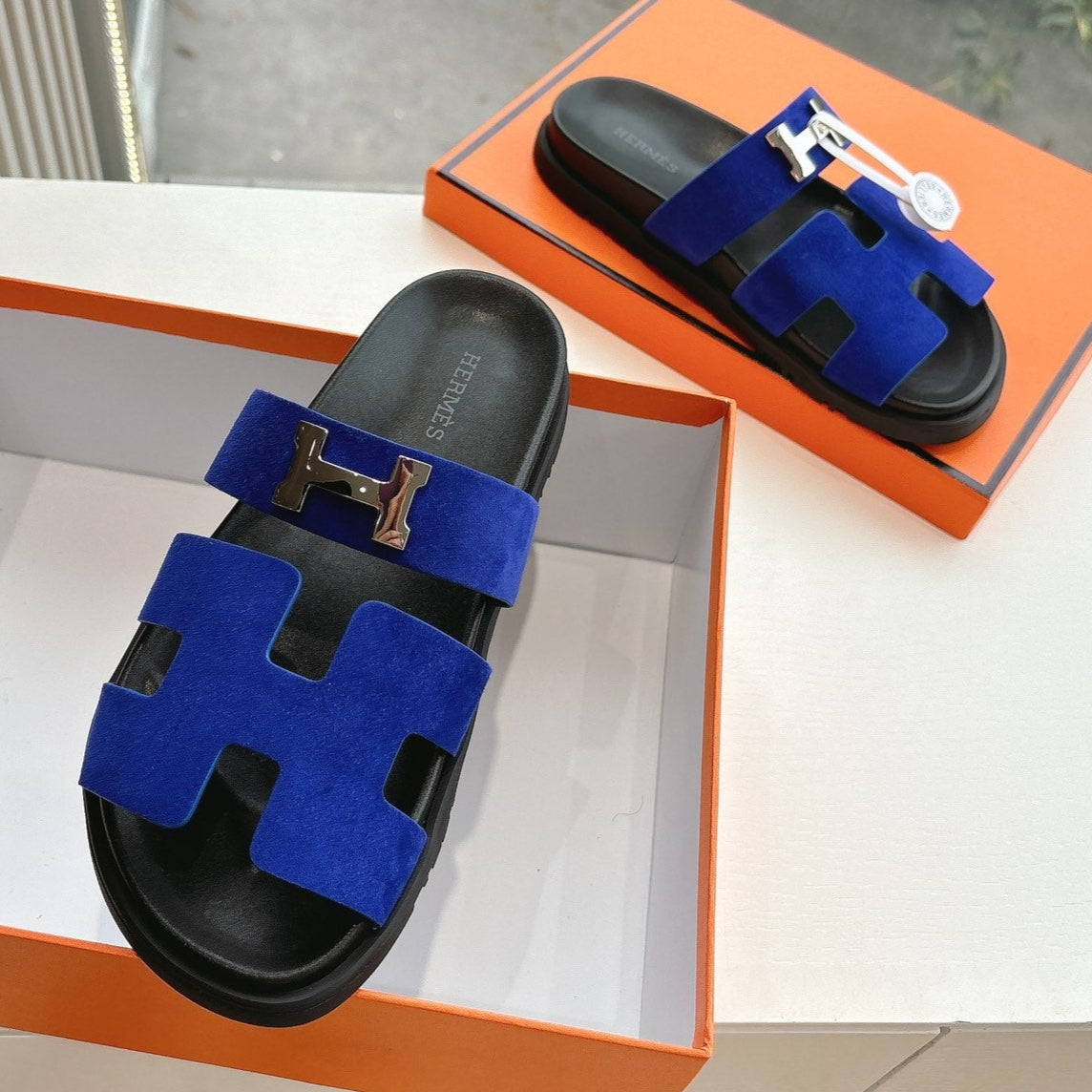 CHYPRE SANDAL IN COBALT BLUE SUEDE