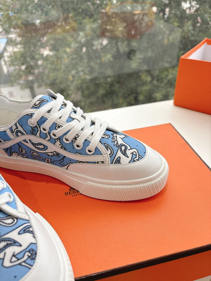 GET SNEAKER IN WHITE MIX CERULEAN BLUE MAXI CANVAS AND CALFSKIN
