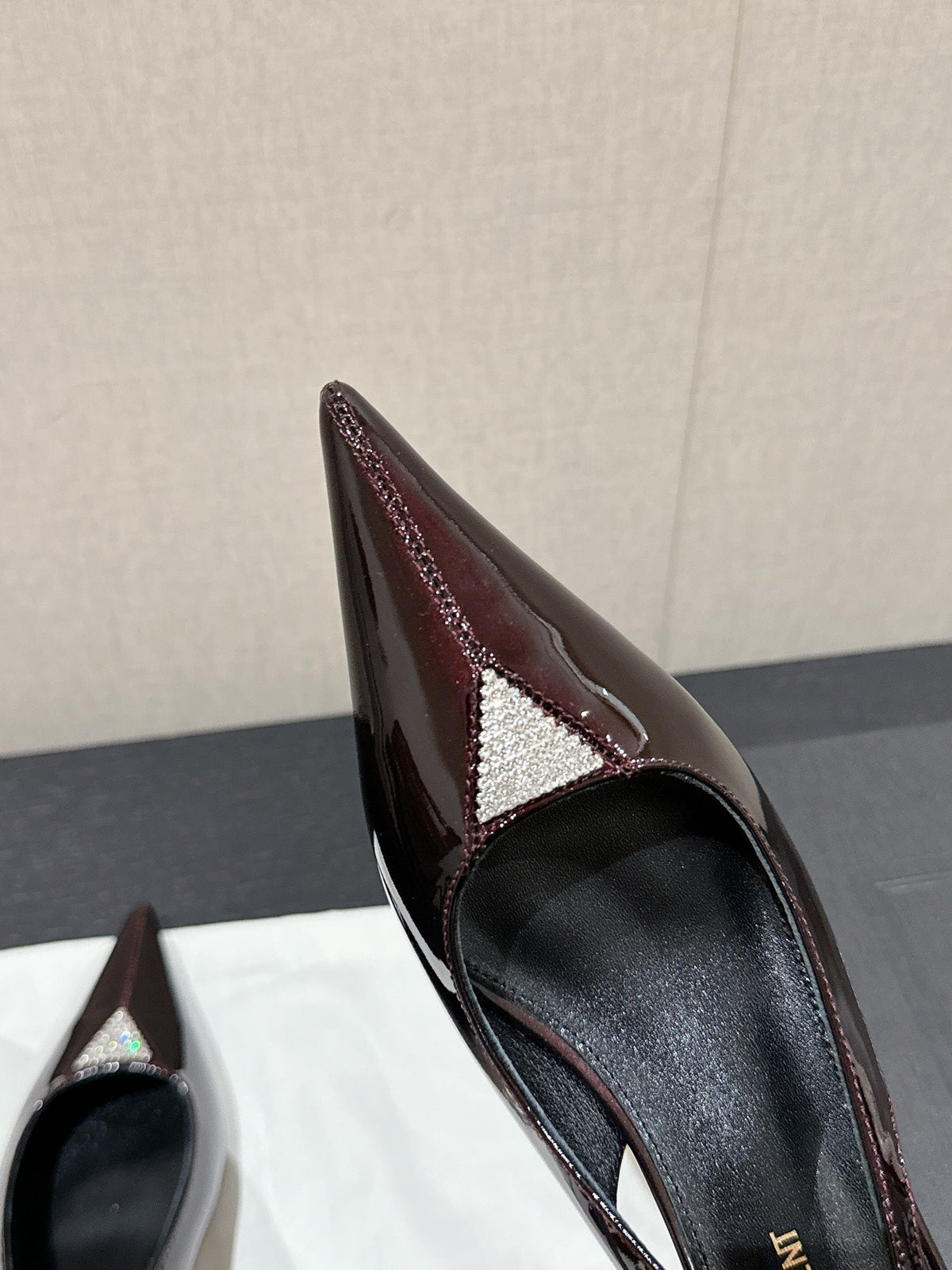 SL CHERISH CRYSTAL SLINGBACK WINE CALFSKIN