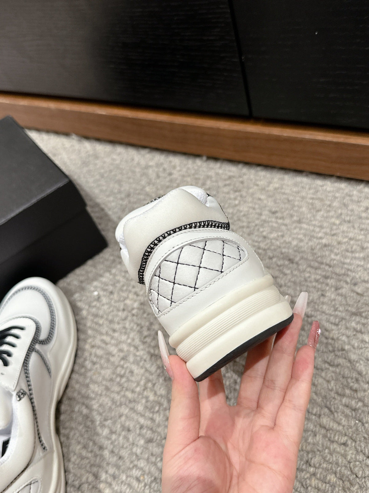 CLASSIC TRAINER IN WHITE MIX BLACK FABRIC