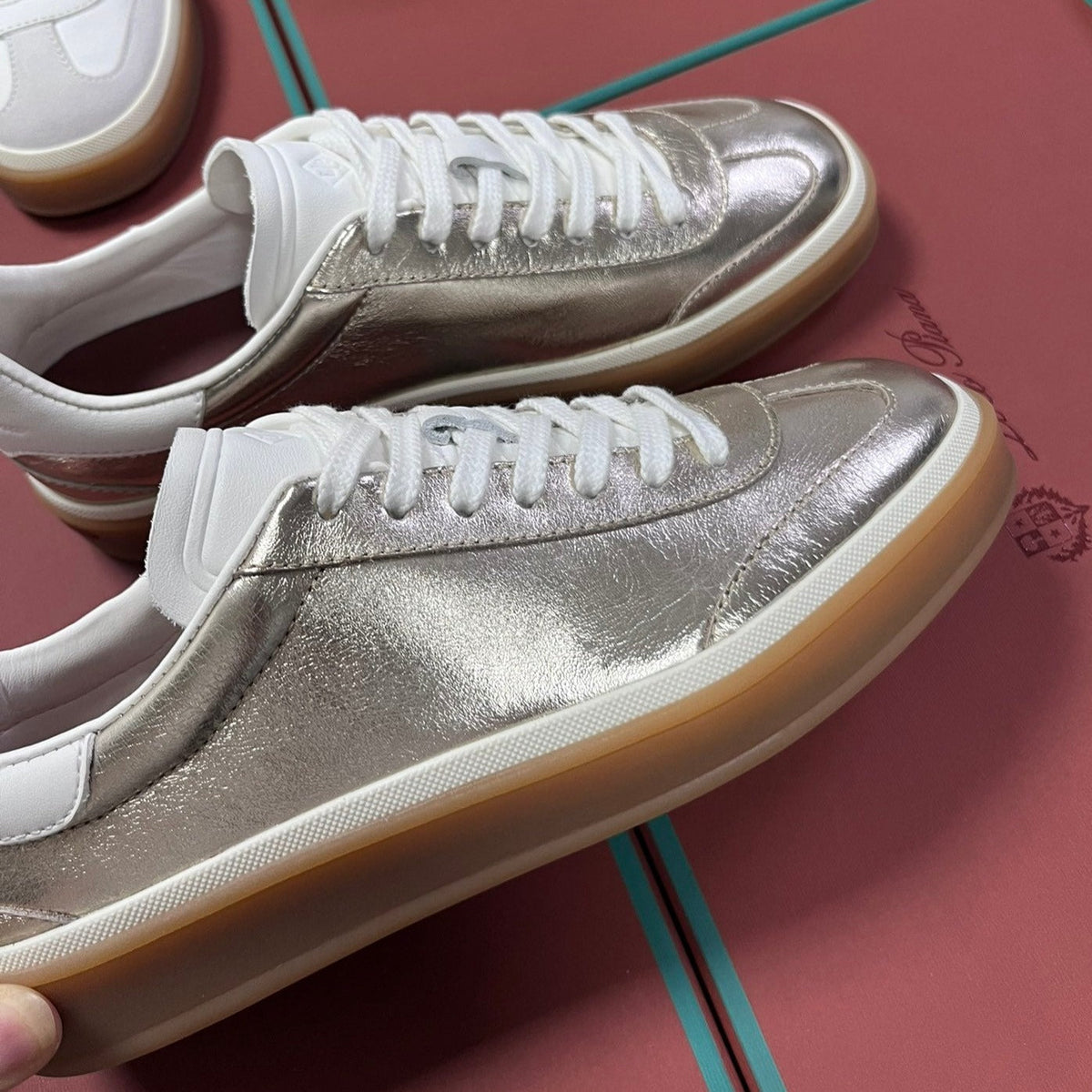 LP TENNIS WALK SNEAKERS SILVER CALFSKIN