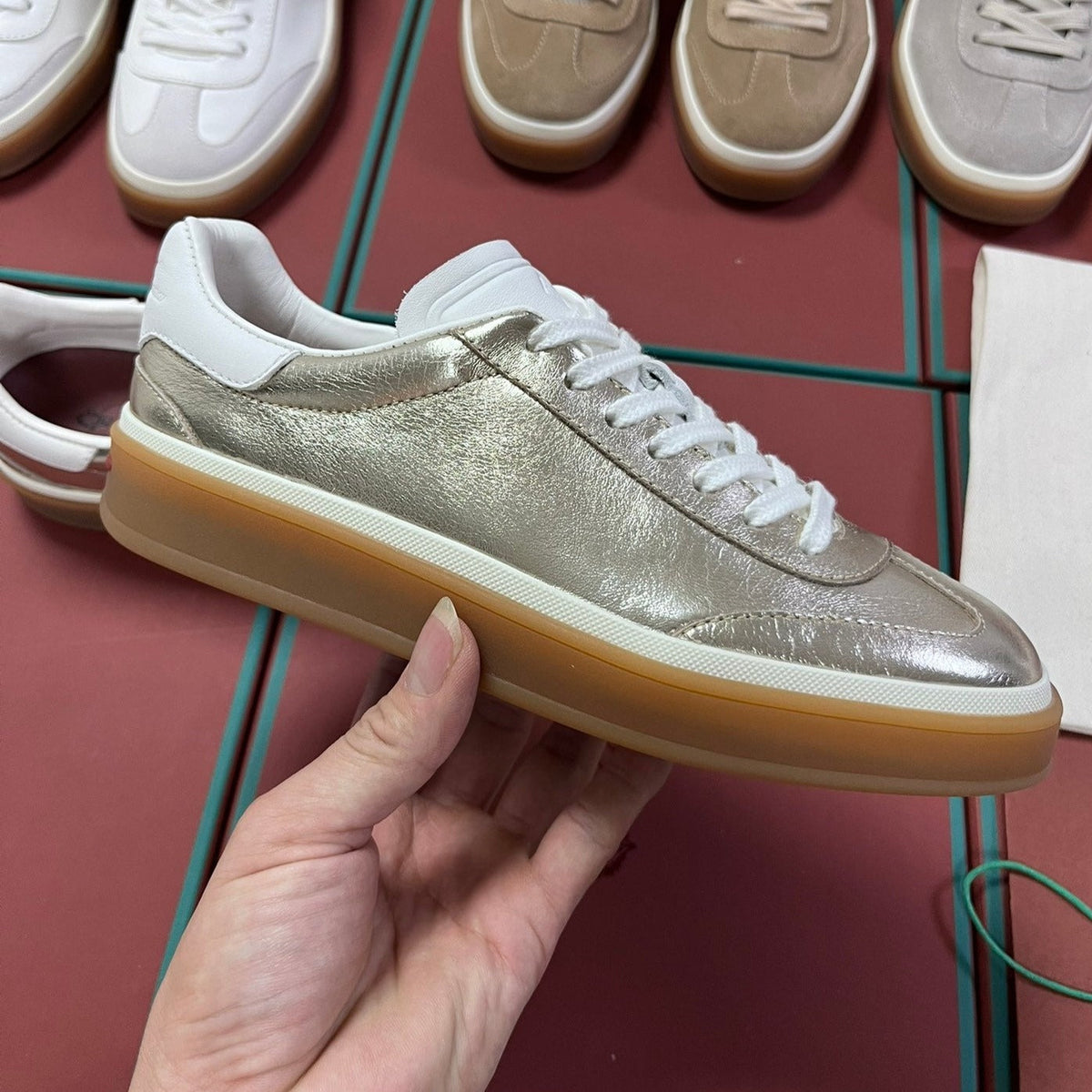 LP TENNIS WALK SNEAKERS SILVER CALFSKIN