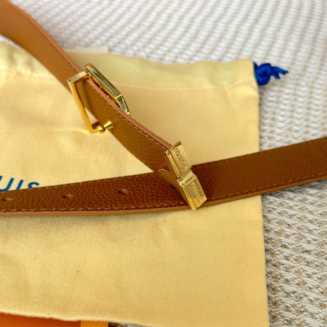 Pretty LV 30mm Reversible Belt Tan Gold Buckle Tan Brown Leather