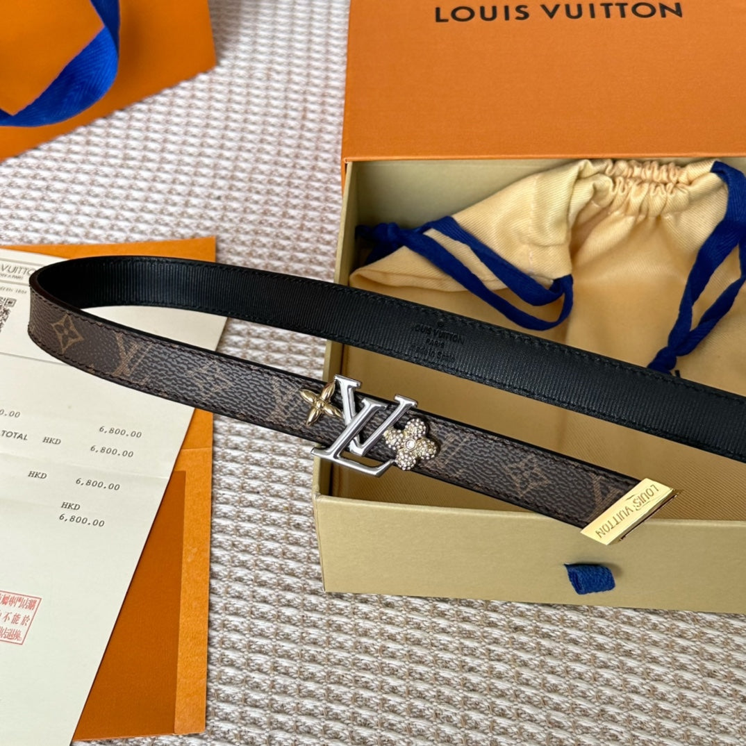 LV GRAM 20 MM REVERSIBLE BELT BROWN MONOGRAM CALFSKIN SILVER HARDWARE