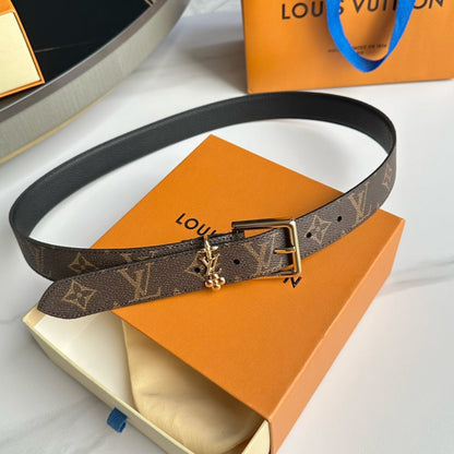 LV BLOOM 30MM BELT IN BROWN MONOGRAM CALFSKIN GOLD HARDWARE