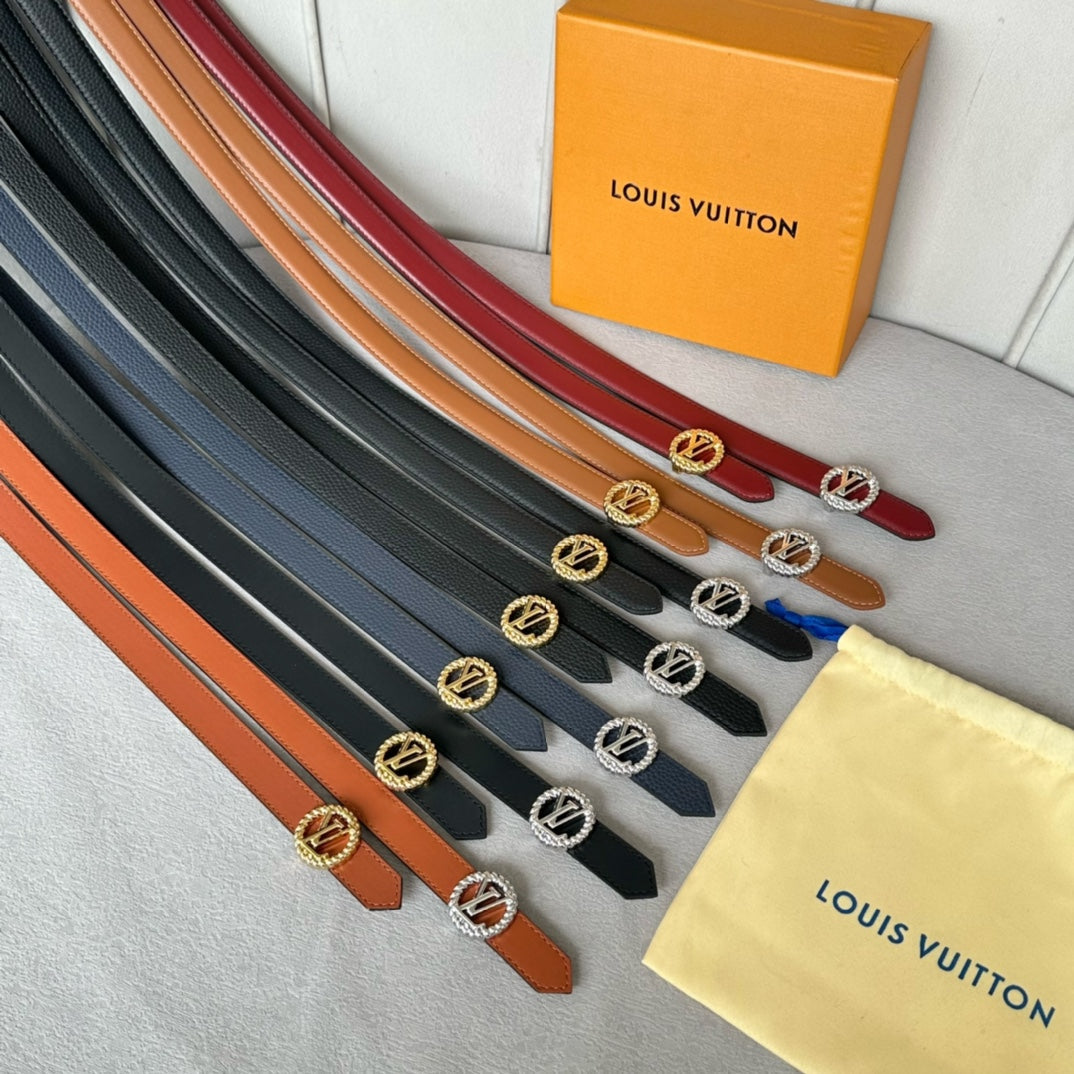 LV S-LOCK BELT 20 MM IN CHERRY RED CALFSKIN AND CIRCLE GOLD HARDWARE