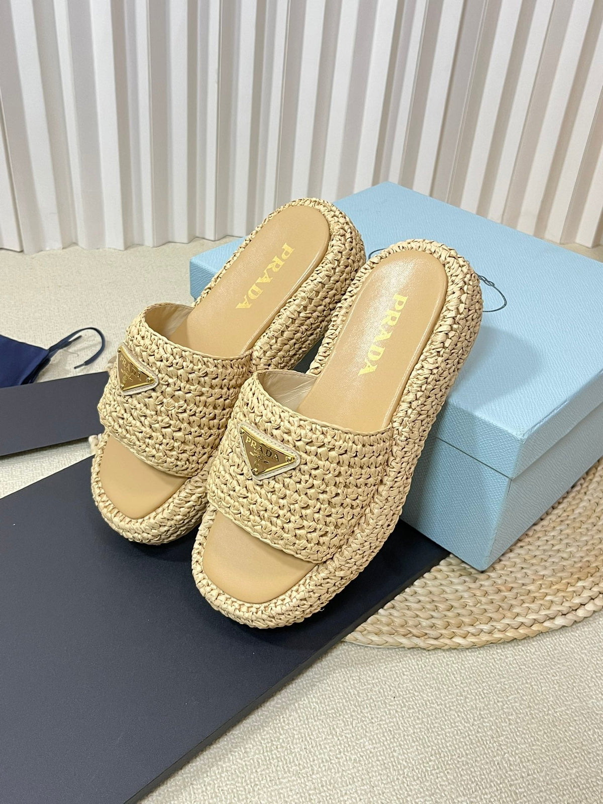 Crochet Flatform Slides 40 Beige