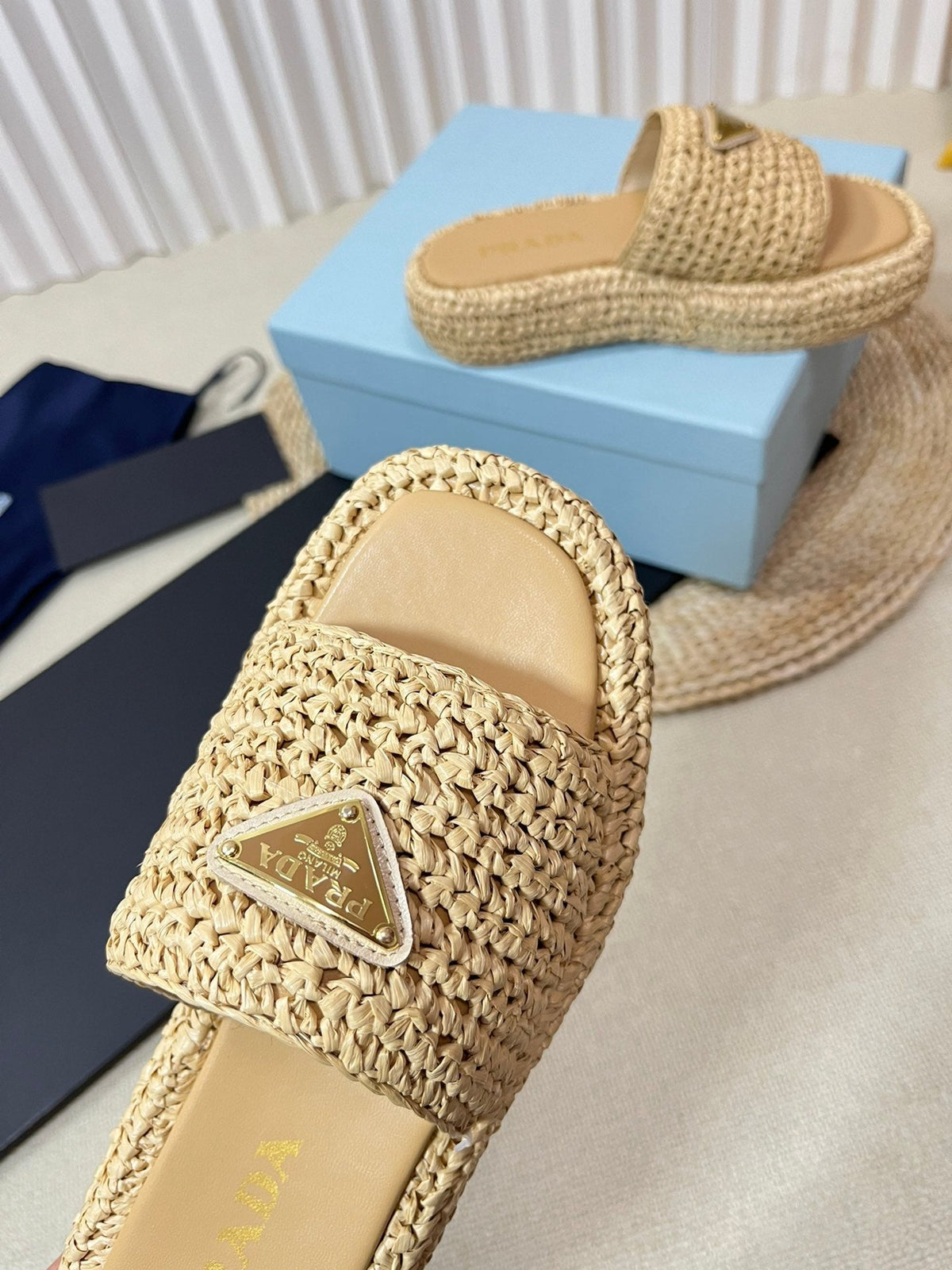 Crochet Flatform Slides 40 Beige