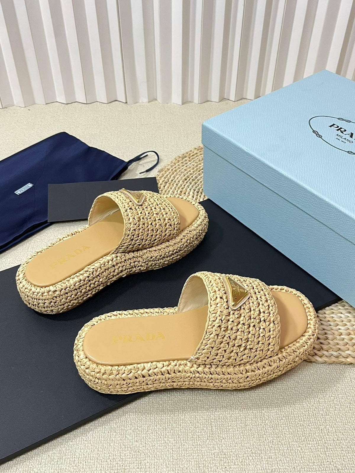 Crochet Flatform Slides 40 Beige