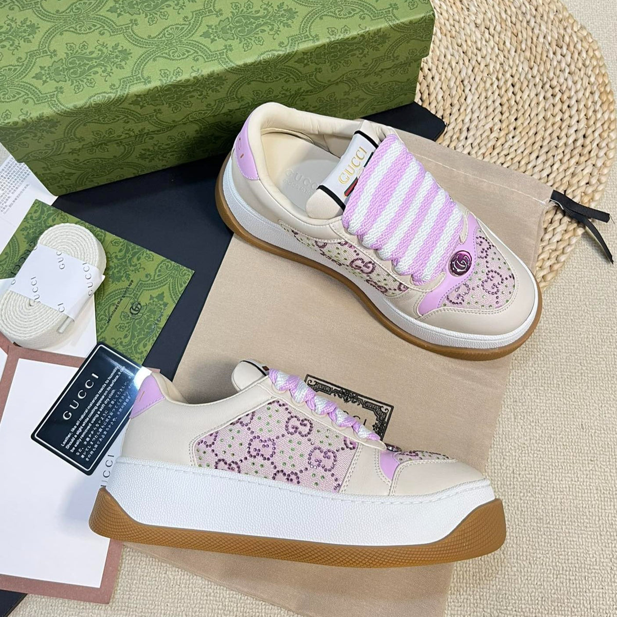 GG Gucci Screener Sneaker White Sunset Purple