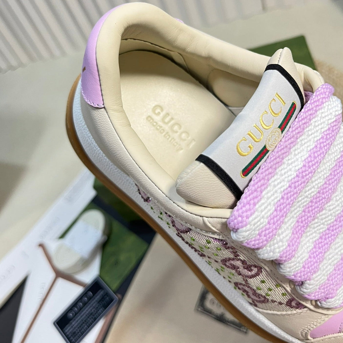GG Gucci Screener Sneaker White Sunset Purple