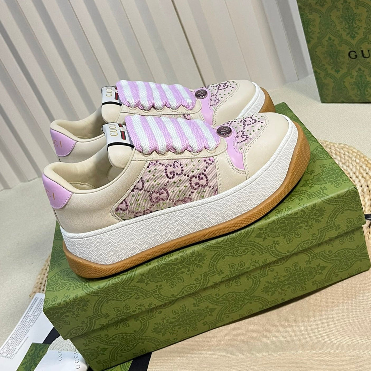 GG Gucci Screener Sneaker White Sunset Purple