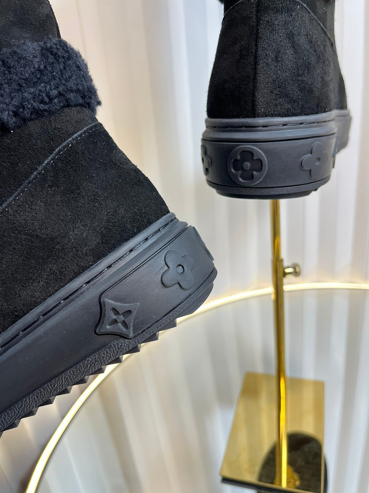 SNOWDROP FLAT ANKLE BOOTS IN BLACK SUEDE