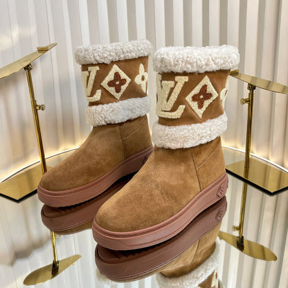 SNOWDROP FLAT ANKLE BOOTS IN CIDER BROWN SUEDE