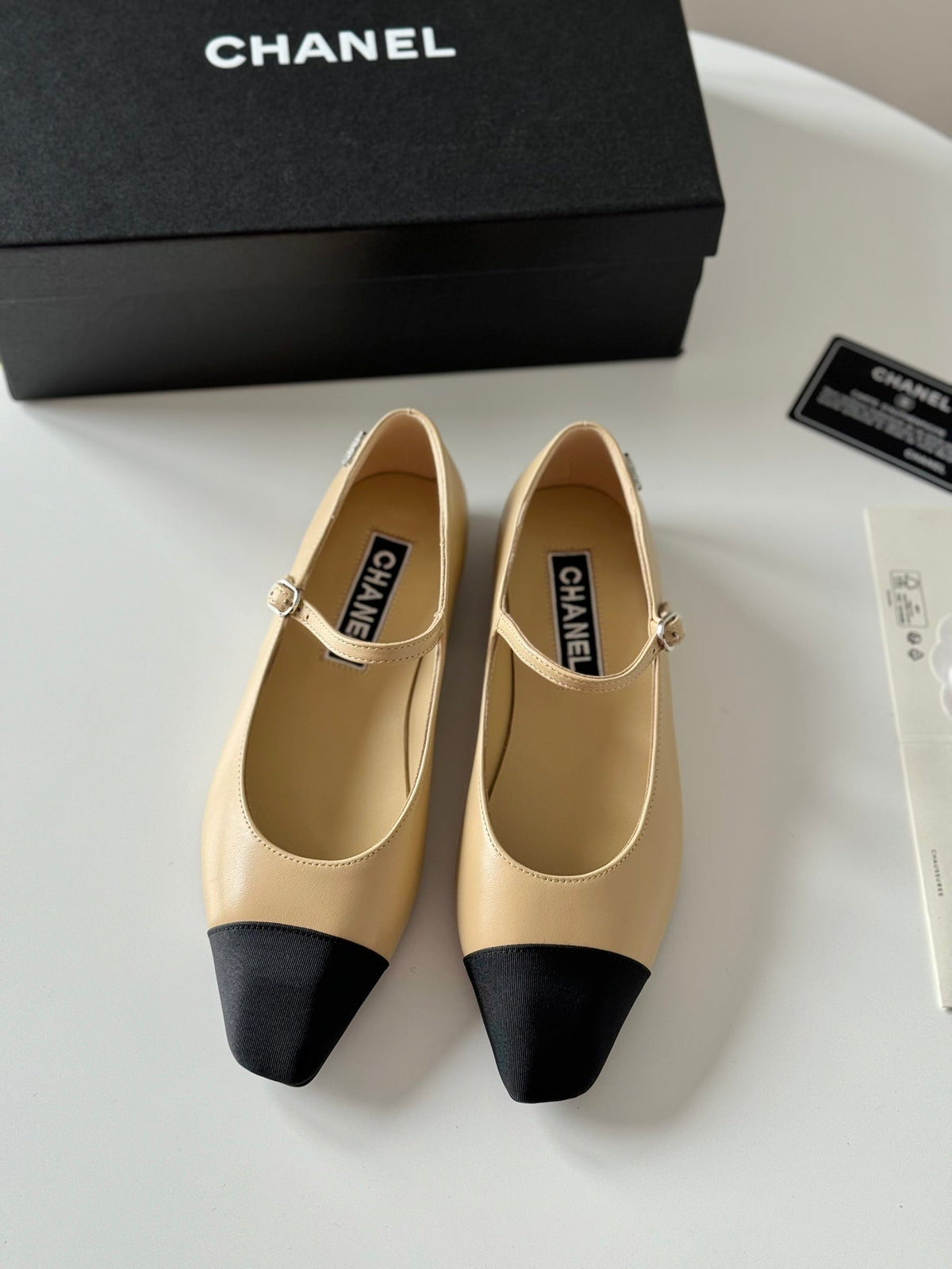 MARY JANE BEIGE CREAM MIX BLACK CALFSKIN