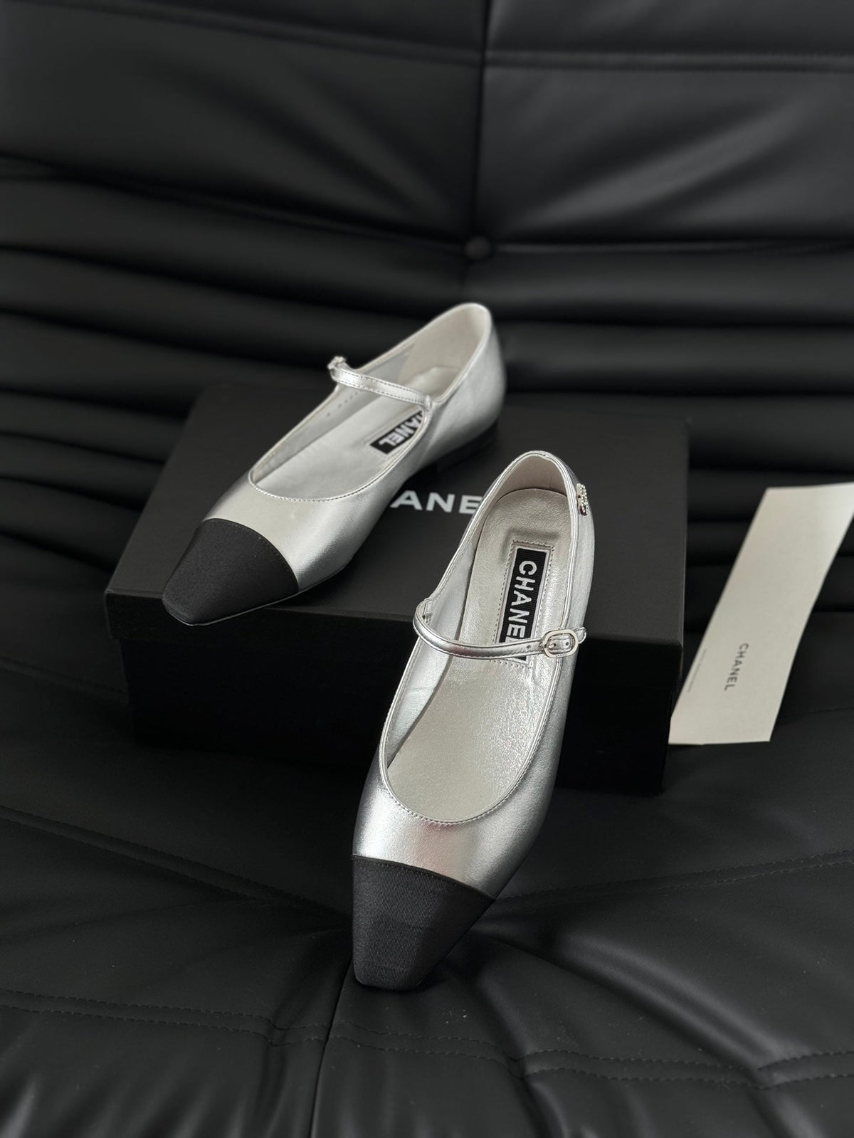 MARY JANE SILVER MIX BLACK CALFSKIN