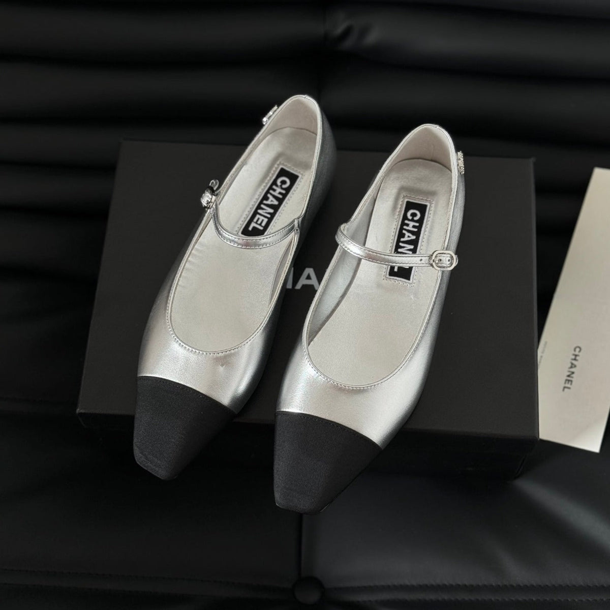 MARY JANE SILVER MIX BLACK CALFSKIN