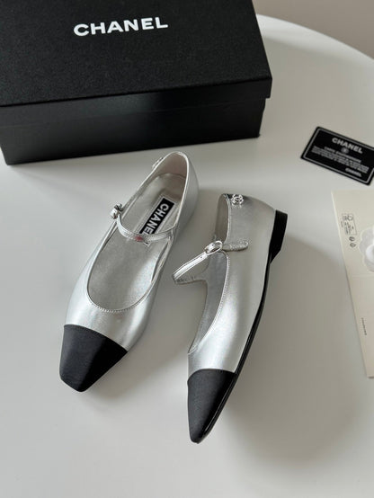 MARY JANE SILVER MIX BLACK CALFSKIN