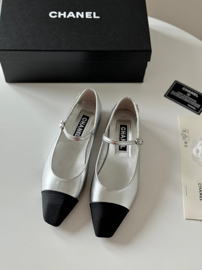 MARY JANE SILVER MIX BLACK CALFSKIN