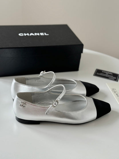 MARY JANE SILVER MIX BLACK CALFSKIN