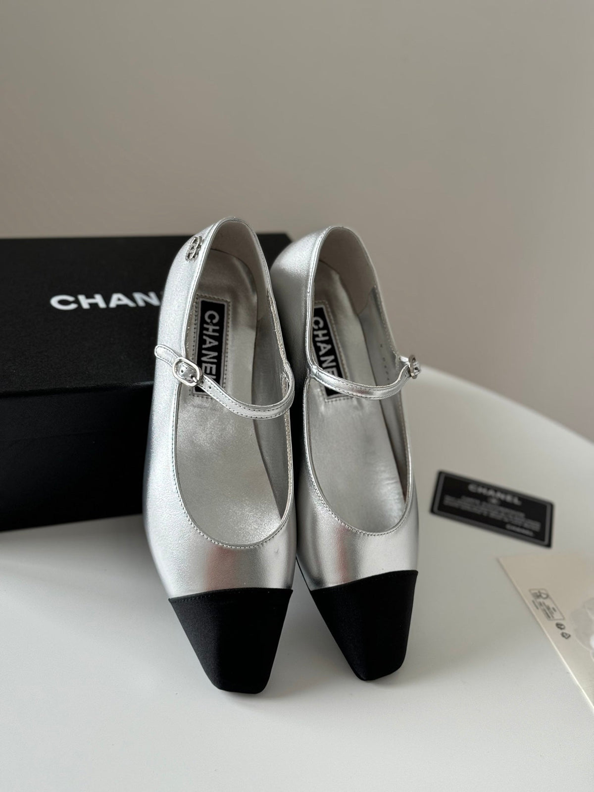 MARY JANE SILVER MIX BLACK CALFSKIN