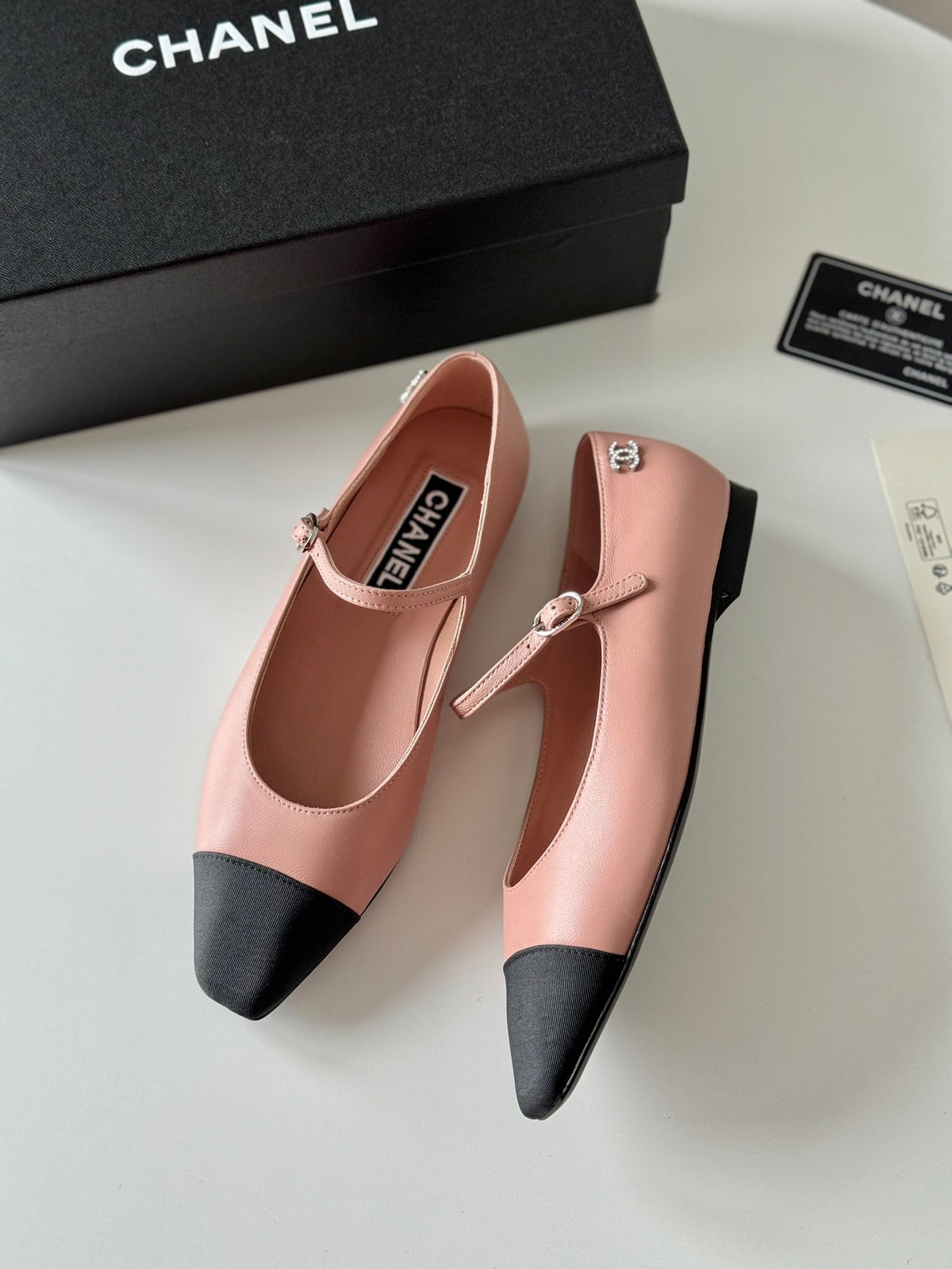 MARY JANE LIGHT PINK MIX BLACK CALFSKIN