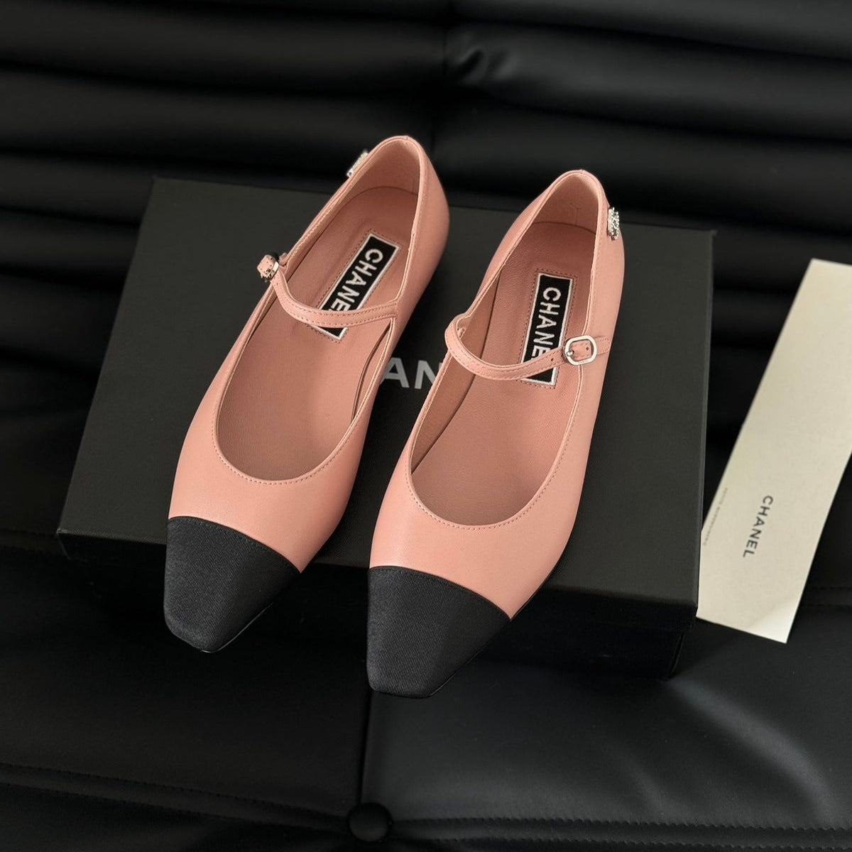 MARY JANE LIGHT PINK MIX BLACK CALFSKIN