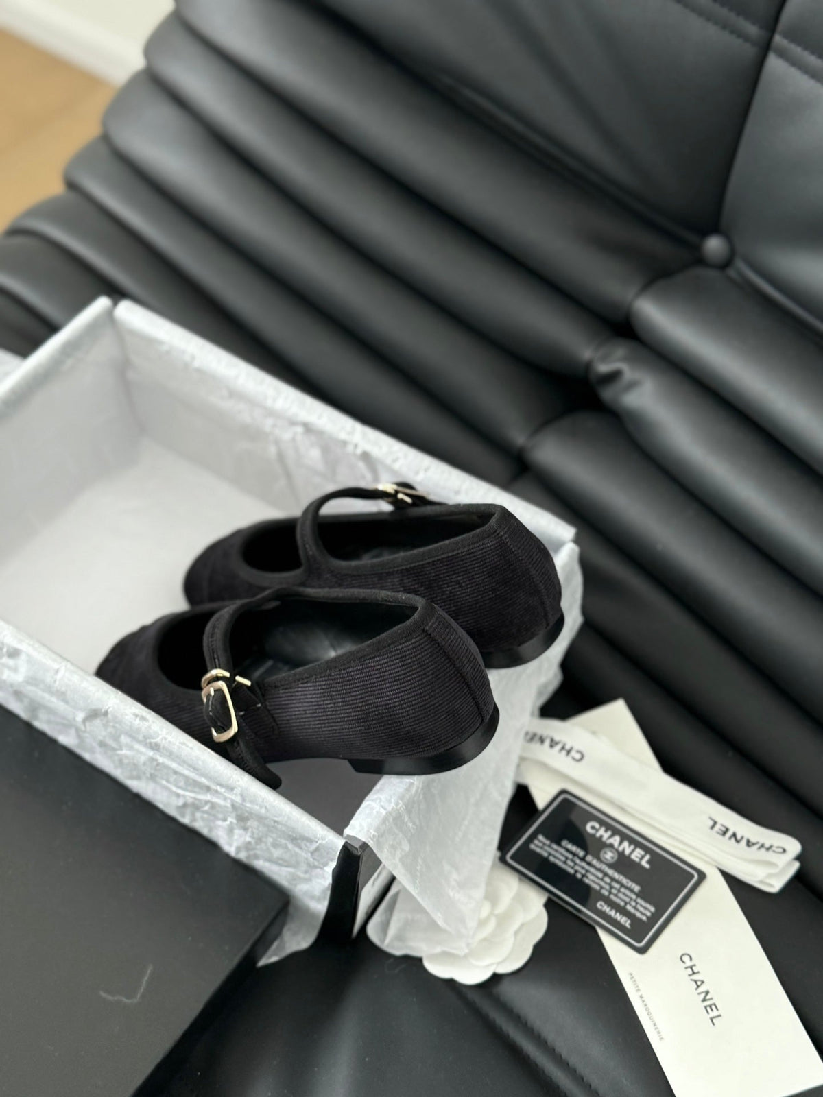 MARY JANE SHOES BLACK CORDUROY TWILL FABRIC
