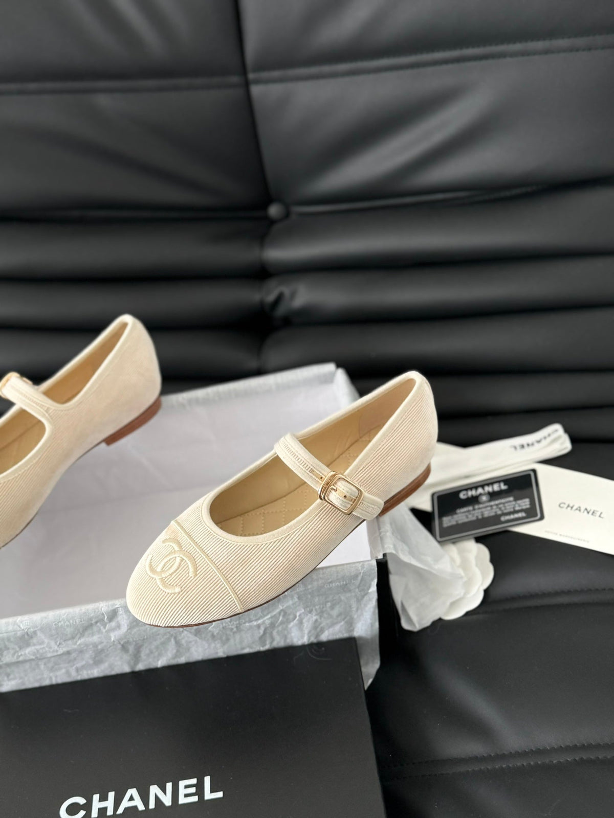 MARY JANE SHOES BEIGE CREAM CORDUROY TWILL FABRIC