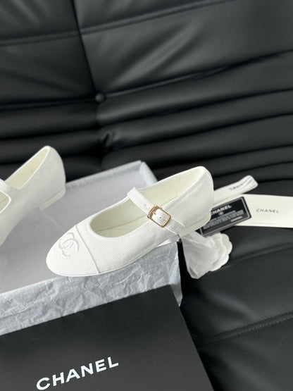 MARY JANE SHOES WHITE CORDUROY TWILL FABRIC