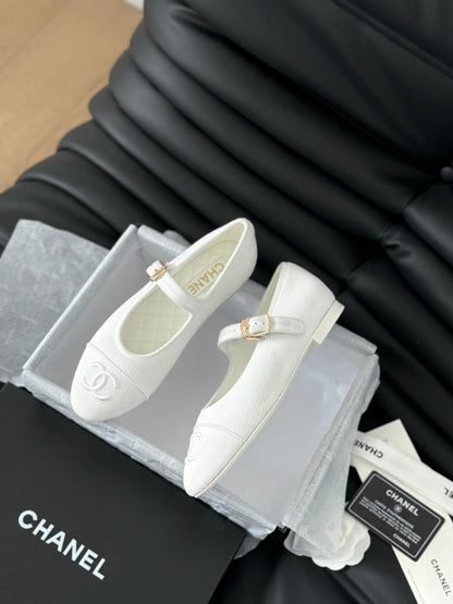 MARY JANE SHOES WHITE CORDUROY TWILL FABRIC