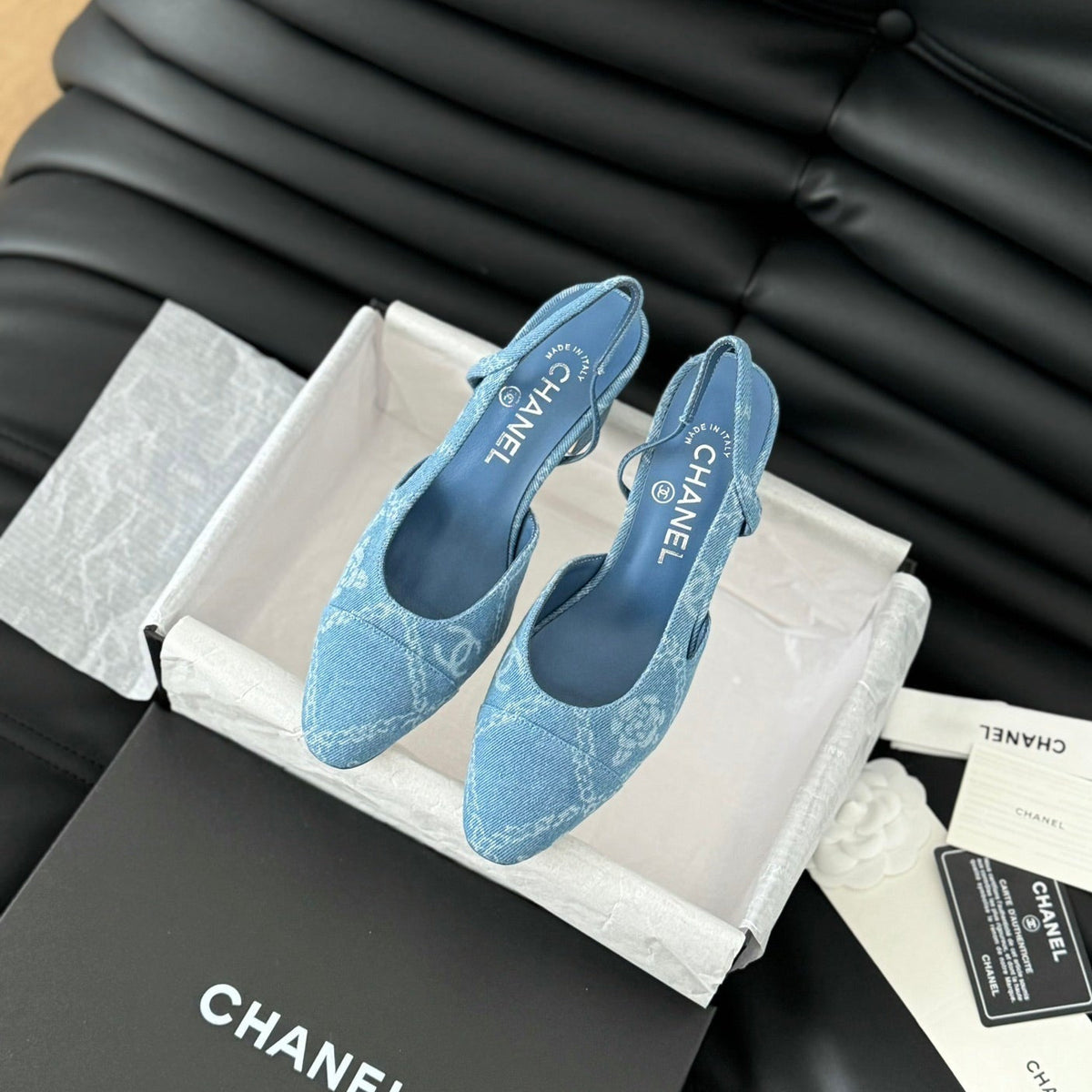 CLASSIC HIGH SLINGBACK CERULEAN BLUE CALFSKIN