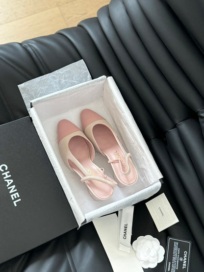 HIGH SLINGBACK IN LIGHT PINK LAMBSKIN