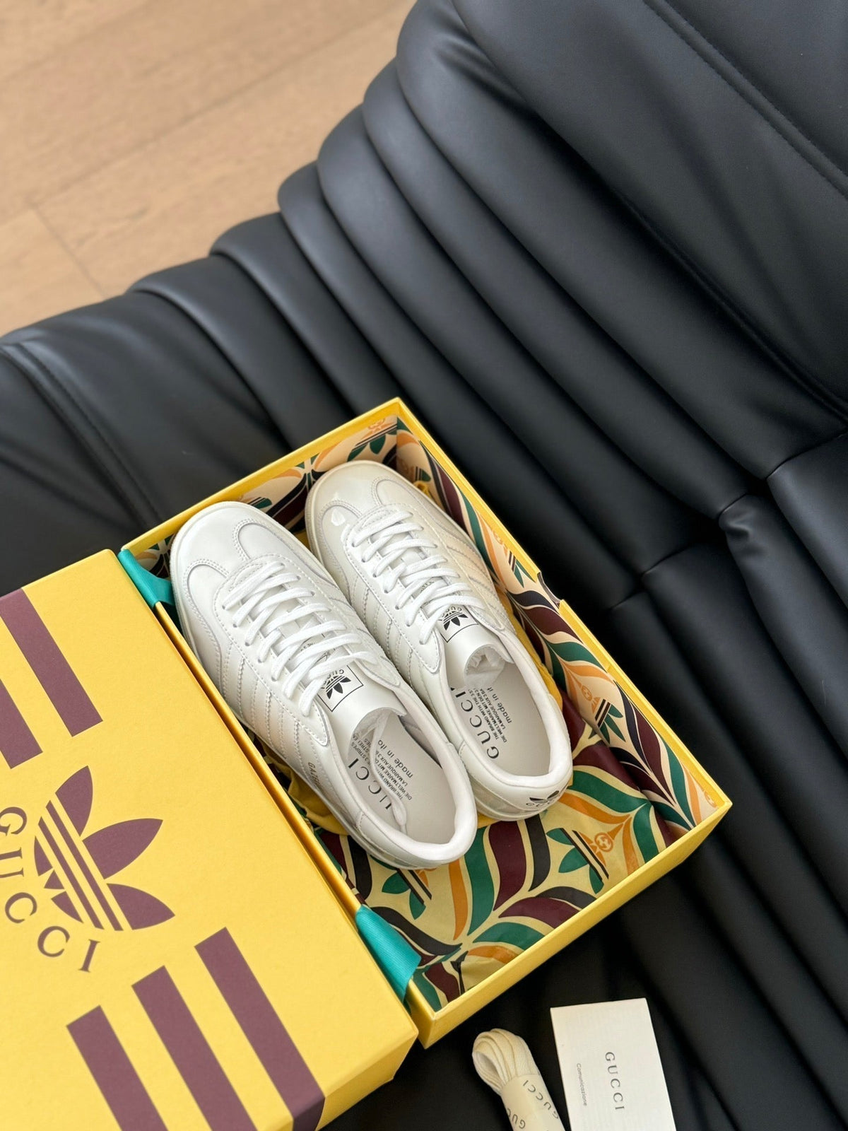 GG & ADIDAS GAZELLE SNEAKER WHITE CALFSKIN