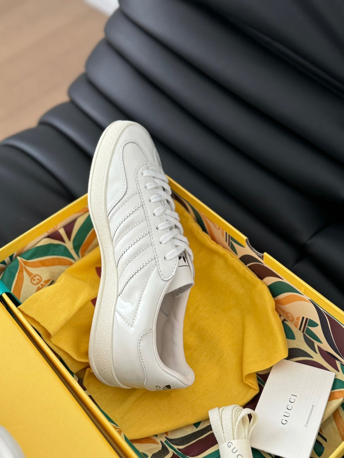 GG & ADIDAS GAZELLE SNEAKER WHITE CALFSKIN