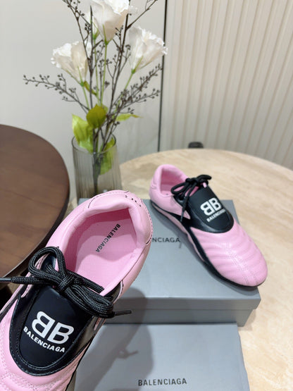 SOCCER SNEAKER IN PINK MIX BLACK QUILTED LAMBSKIN