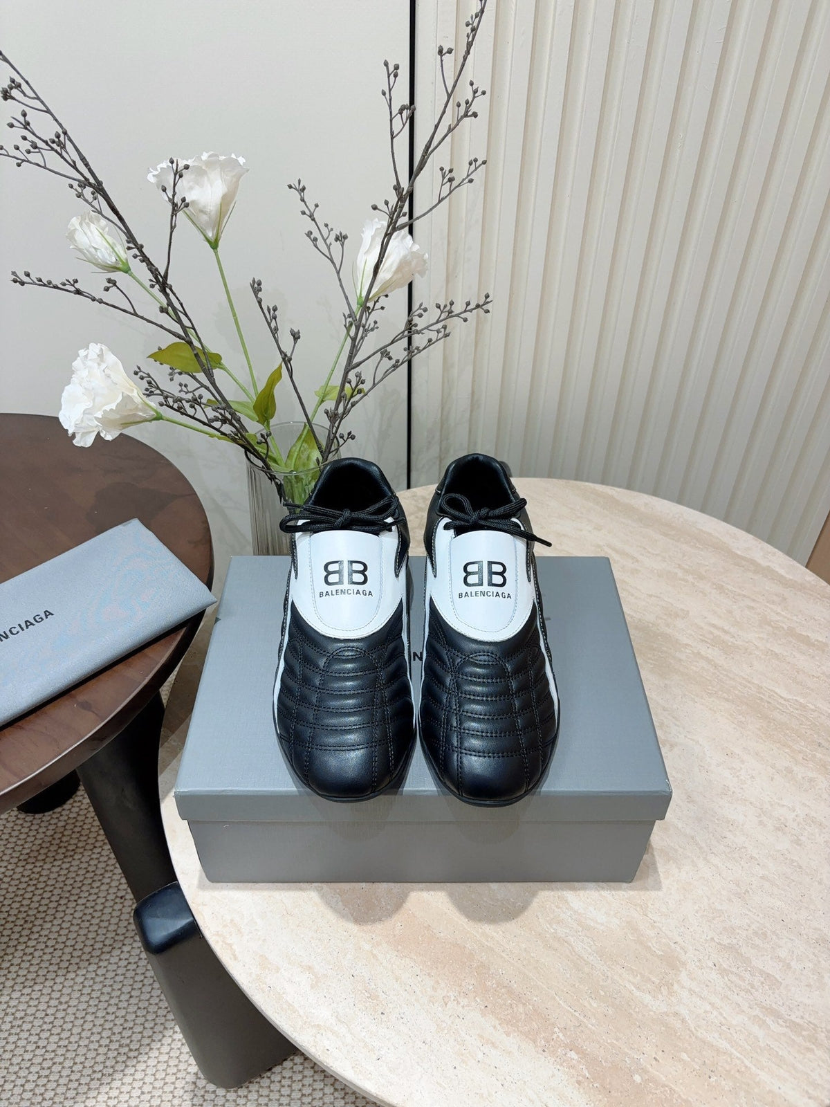 SOCCER SNEAKER IN BLACK MIX WHITE QUILTED LAMBSKIN