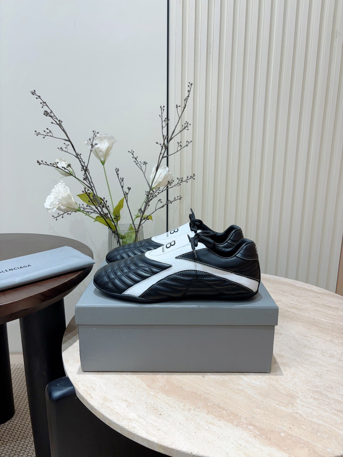 SOCCER SNEAKER IN BLACK MIX WHITE QUILTED LAMBSKIN