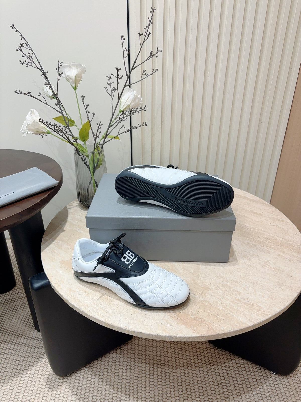 SOCCER SNEAKER IN WHITE MIX BLACK QUILTED LAMBSKIN