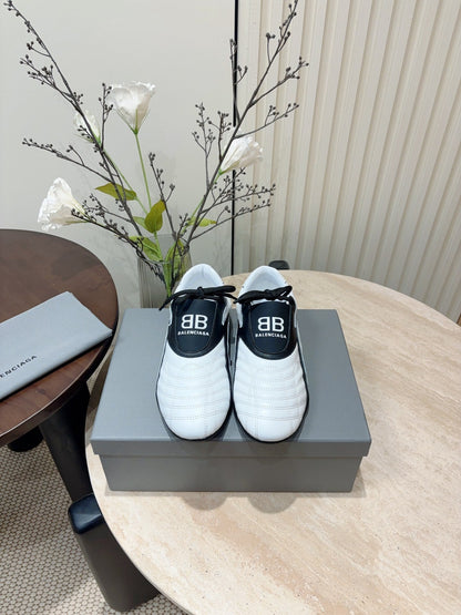 SOCCER SNEAKER IN WHITE MIX BLACK QUILTED LAMBSKIN