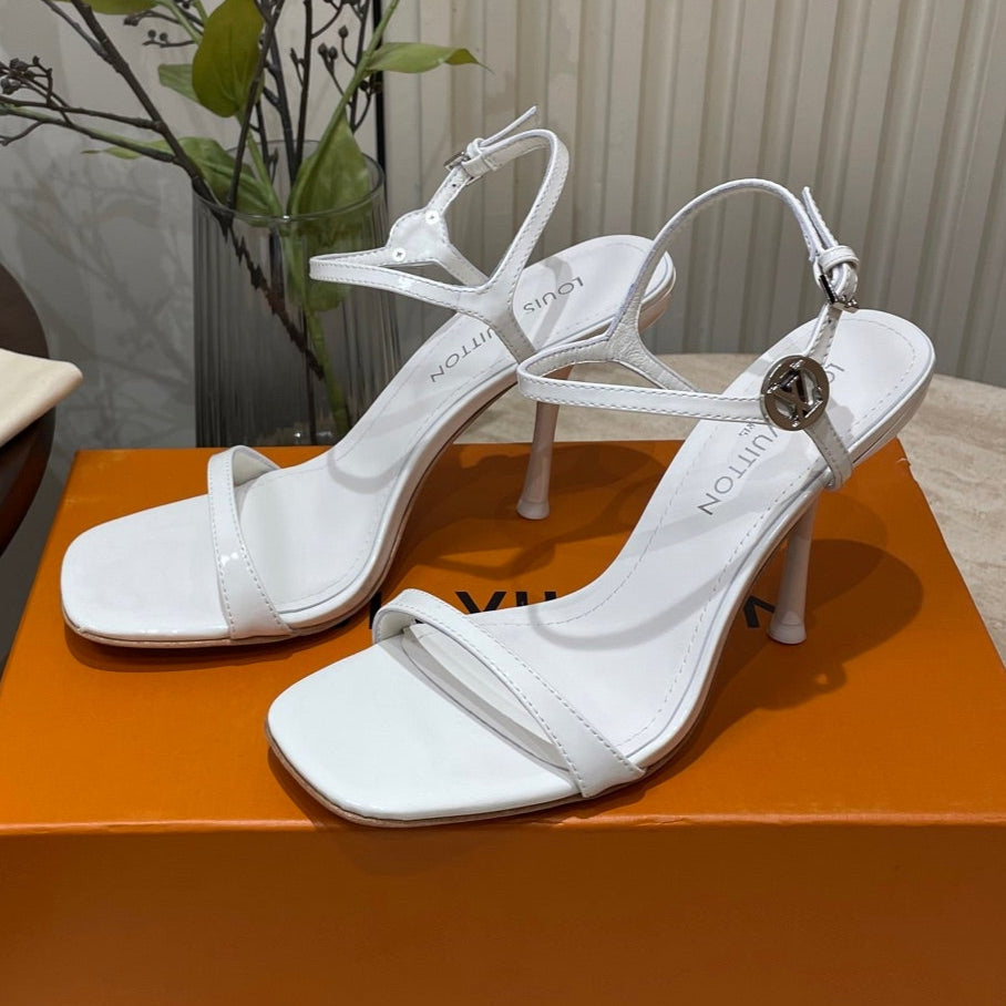 6AM HIGH SANDAL 95 MM IN WHITE PATENT LAMBSKIN