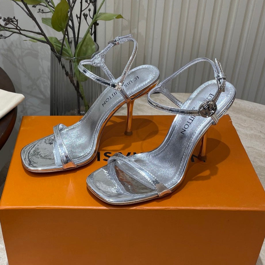 6AM HIGH SANDAL 95 MM IN SILVER LAMBSKIN