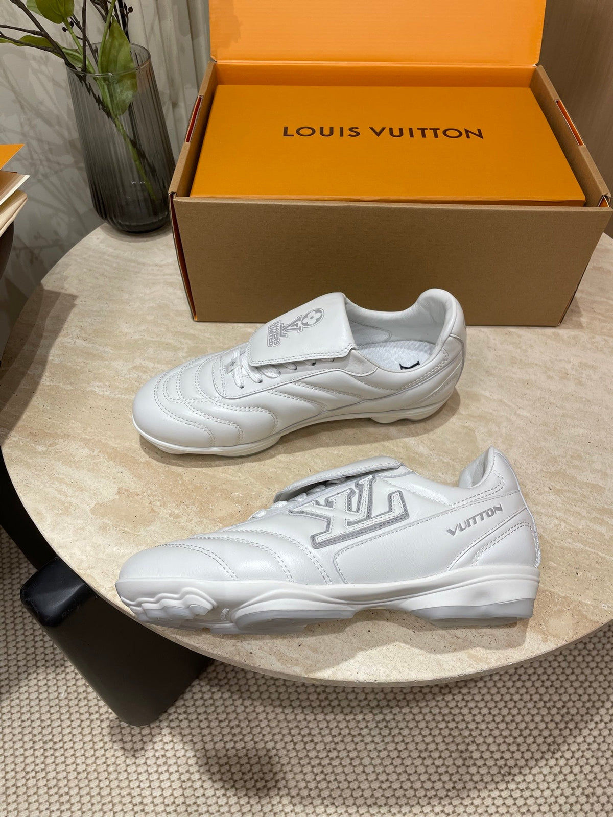 FOOTPRINT SOCCER SNEAKER IN WHITE CALFSKIN